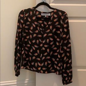 Carolina Herrera Silk Feather Blouse